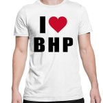 Na obrazku widać białą koszulkę kocham BHP - Dni BHP Proresult
