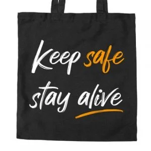 Na obrazku przedstawiona jest czarna torba bhp "keep safe stay alive" - Dzień bezpieczeństwa Proresult
