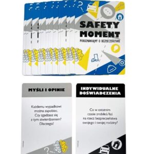 Na zdjęciu przedstawiona jest gra SAFETY MOMENT - Gra BHP Proresult, karty rozmów na temat bezpieczeństwa