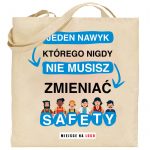 Na obrazku przedstawiono torbę ecru z napisami - Safety Day bhp Proresult