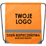 Na obrazku przedstawiony jest pomarańczowy workoplecak z odblaskiem z czarnymi napisami - Workoplecak BHP Proresult