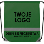 Na obrazku przedstawiony jest zielony workoplecak z odblaskiem z czarnymi napisami - Workoplecak BHP Proresult