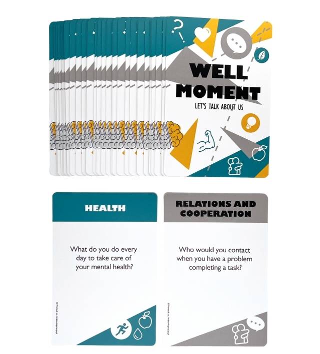 Na obrazku przedstawione są karty WELL MOMENT w języku angielskim - gry BHP Proresult