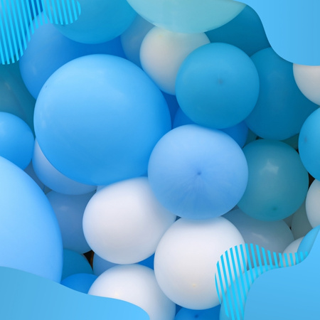 Niebieski i białe balony różnej wielkości - dzień pracownika służby bhp Proresult