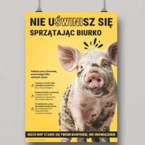 Ubłocona różowa świnka na żółtym tle - Proresult