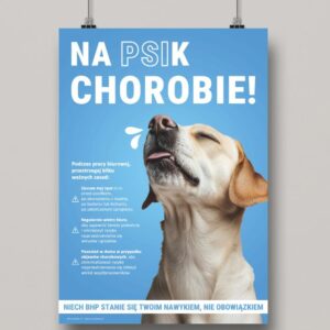 Kichający pies z jasną sierścią na niebieskim tle - Proresult