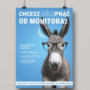 Wyuczony osioł w okularach na niebieskim tle - Proresult