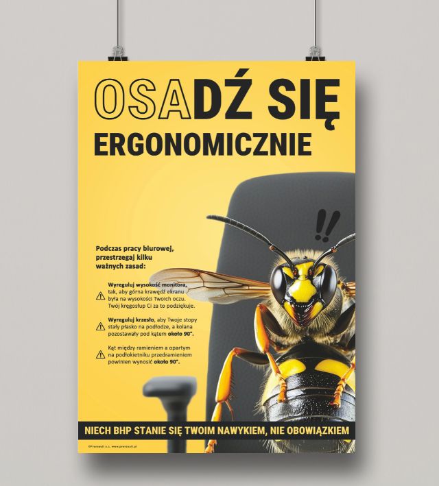 Osa siedząca na fotelu biurowym na żółtym tle - Proresult