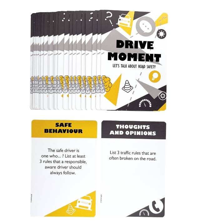 Na obrazku przedstawiono talię kart DRIVE MOMENT w języku angielskim - gry BHP Proresult