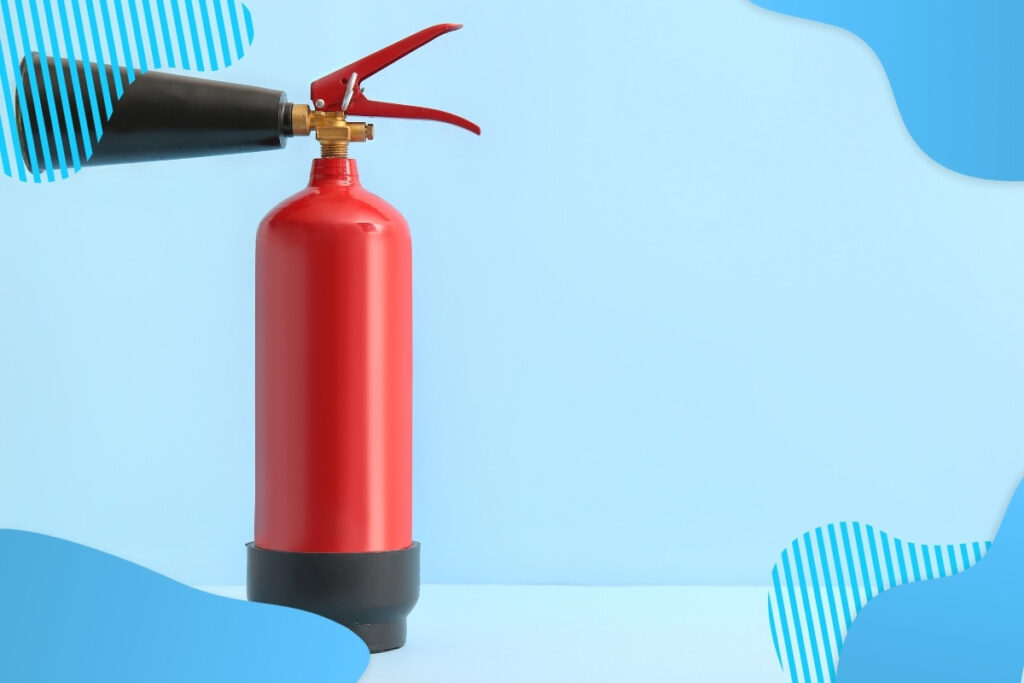 Czerwona gaśnica na niebieskim tle - Proresult