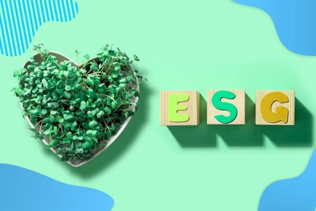 Napis na zielonym tle ESG.